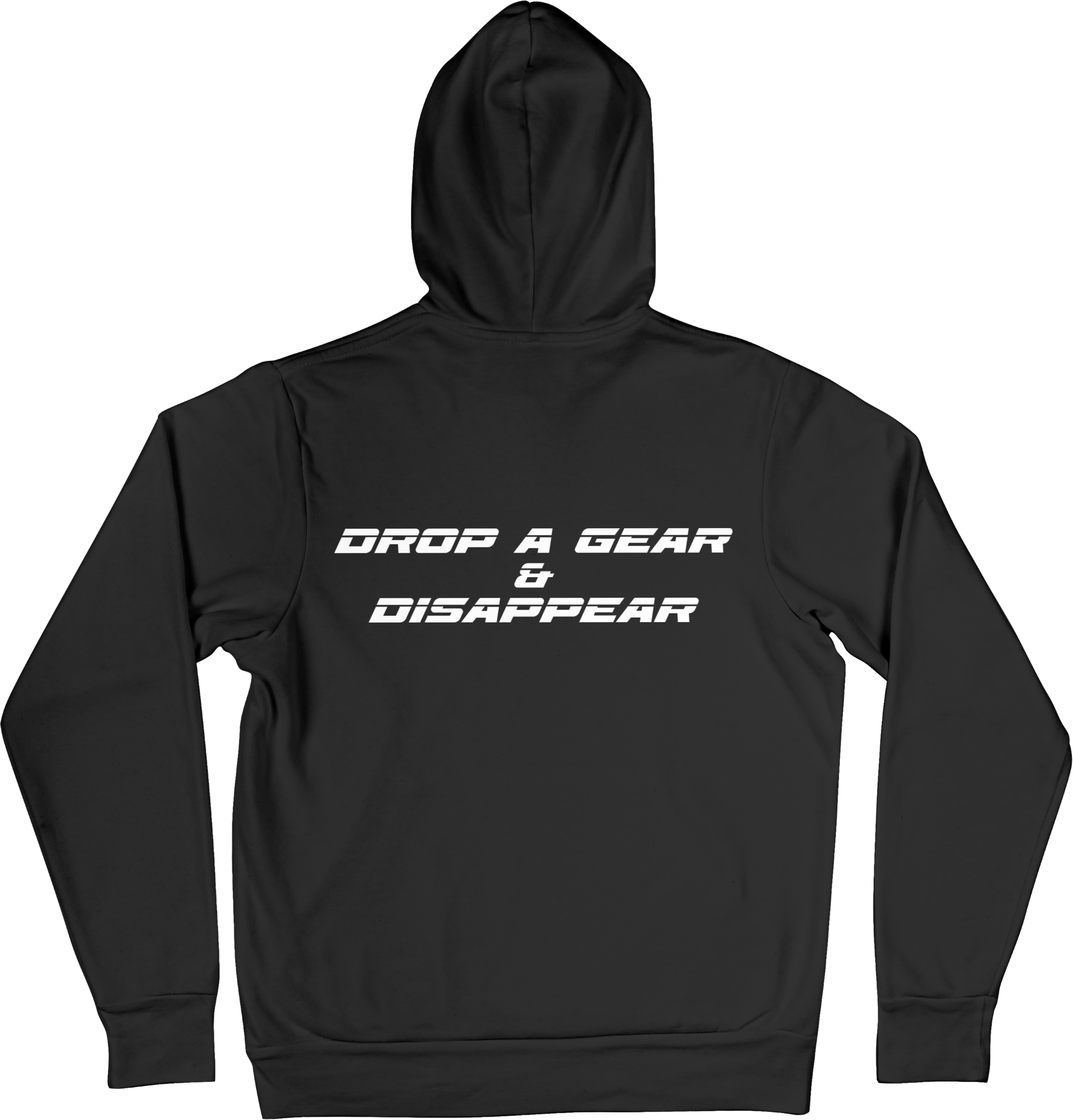 Zwarte biker hoodie streetwear met tekst achterop