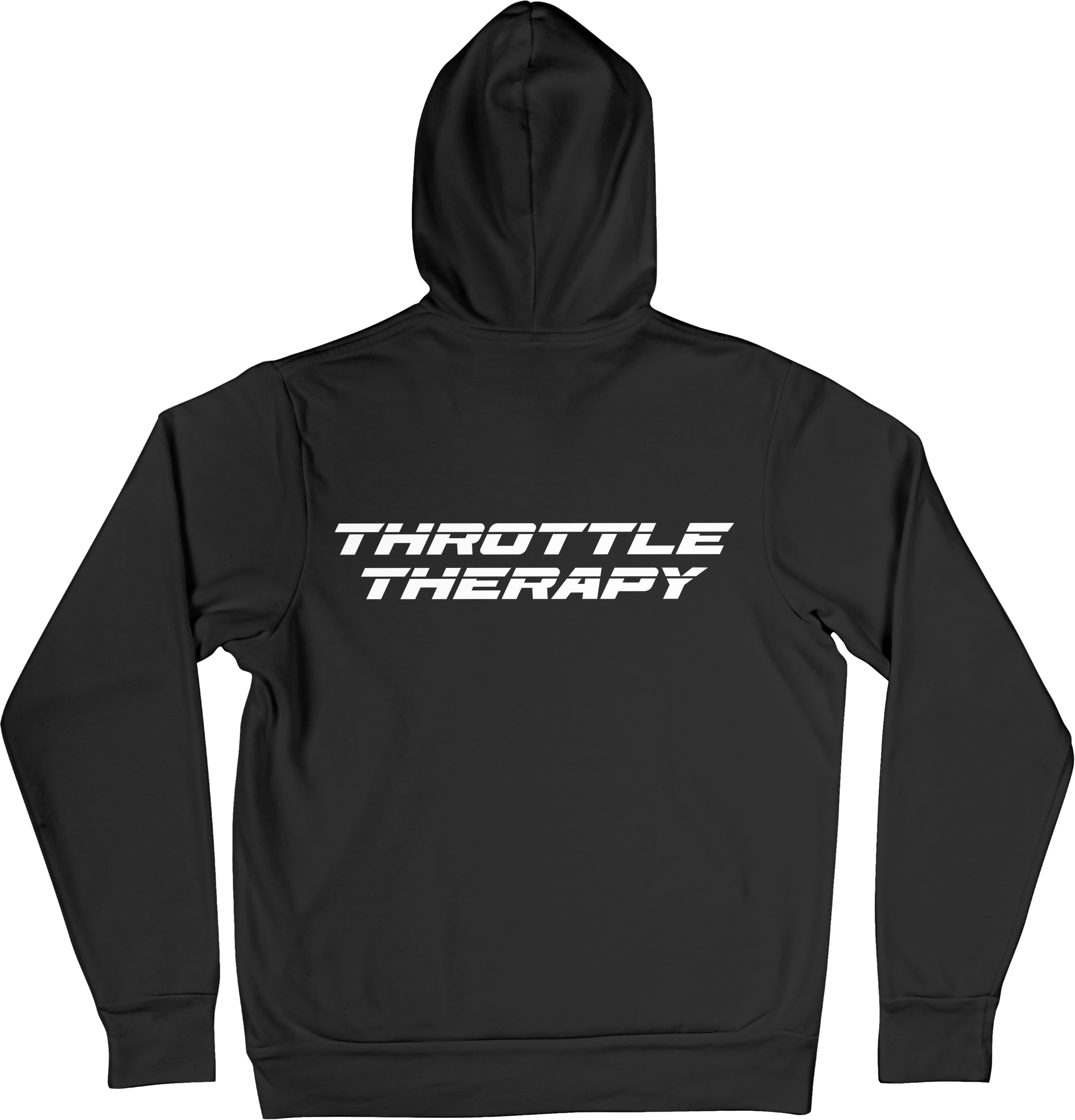 Zwarte biker hoodie streetwear met tekst achterop