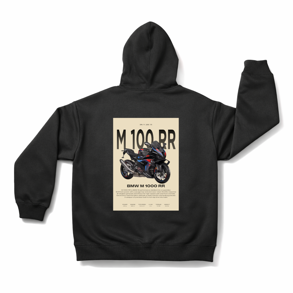 BMW M 1000 RR Back Print Hoodie – Spec Card