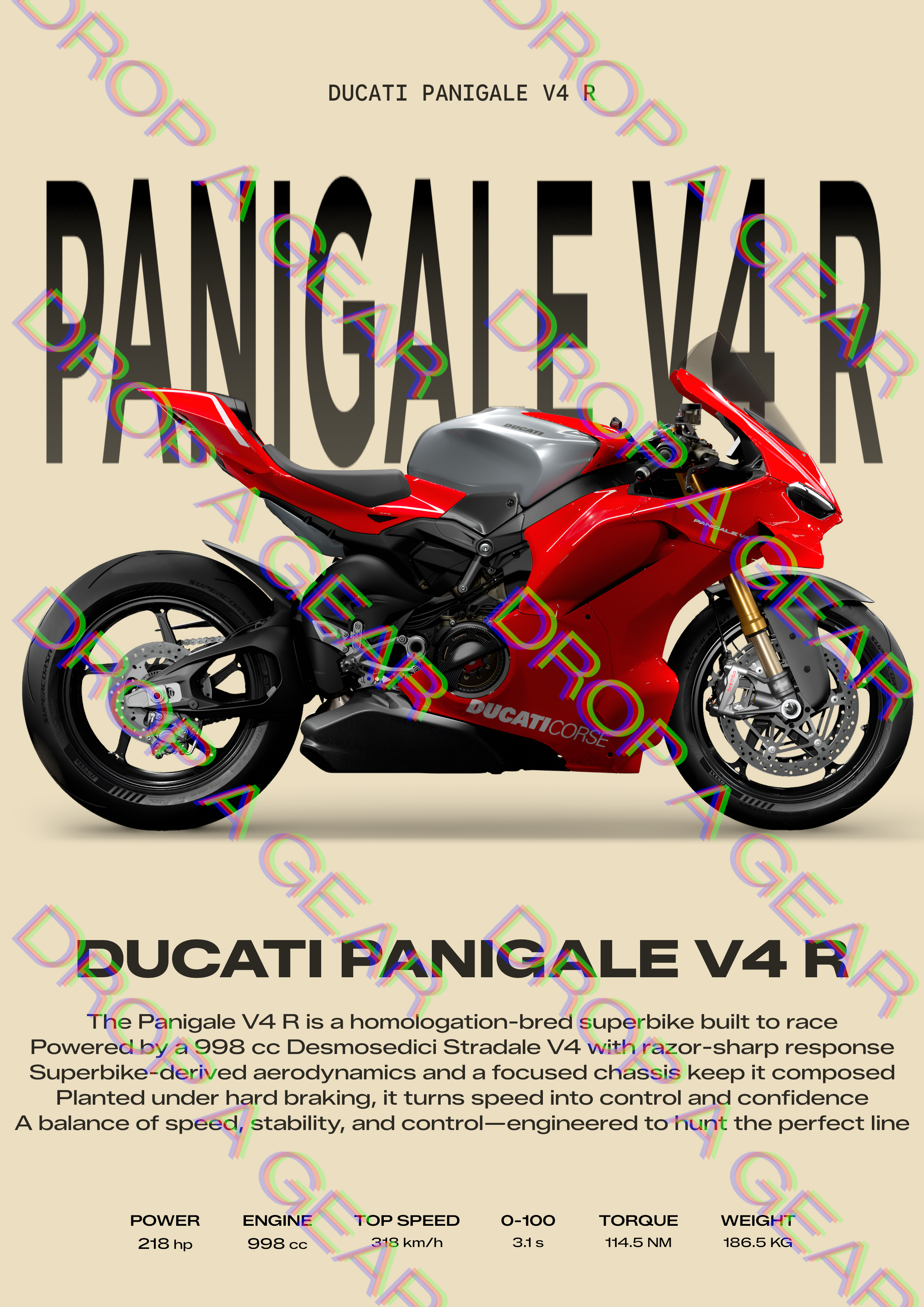 Ducati Panigale V4 R Backprint Hoodie - Spec Card