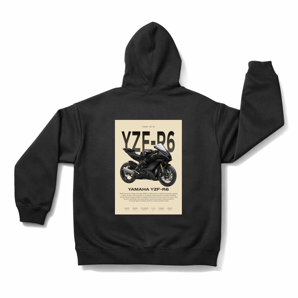 Yamaha YZF-R6 Backprint Hoodie - Spec Card